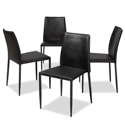 Baxton Studio Pascha Modern and Contemporary Black Faux Leather Upholstered Dining Chair (Set of 4)